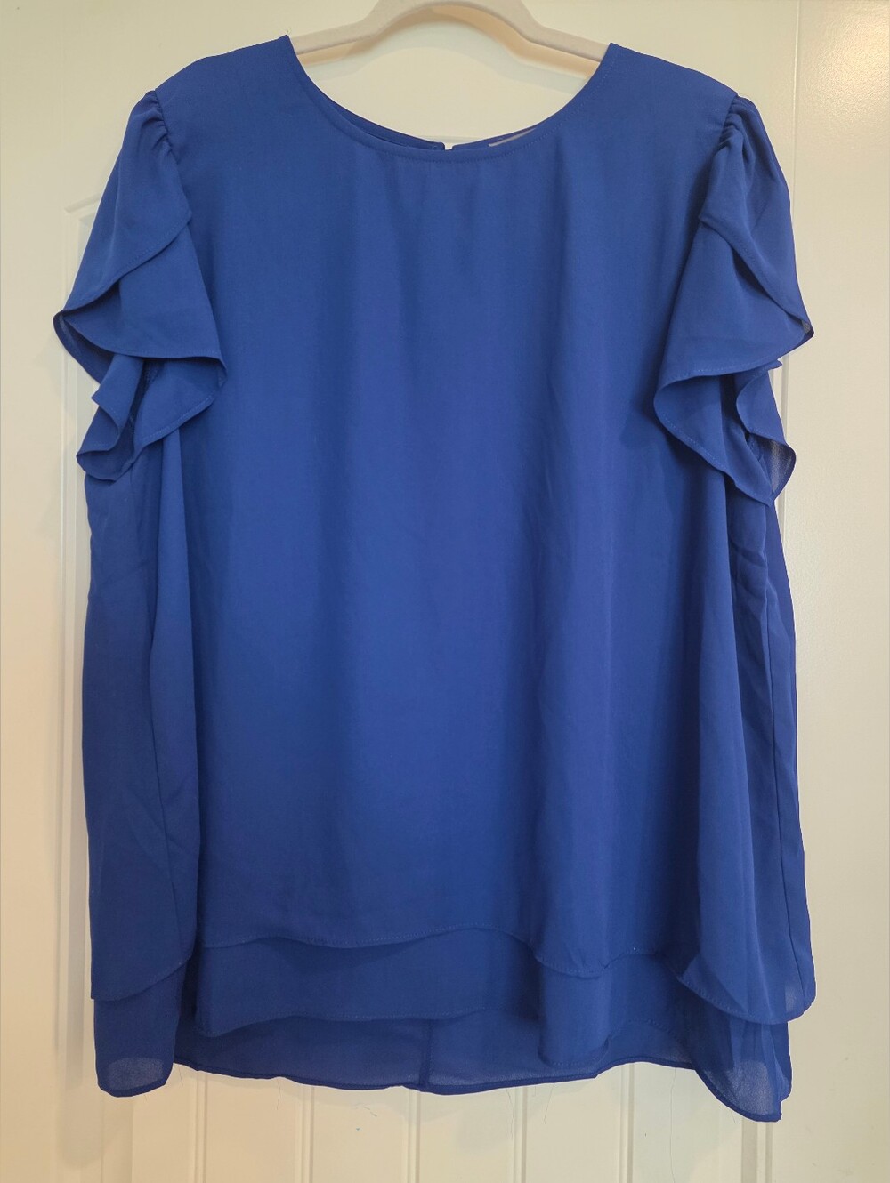 Kate & Mallory Women's Blouse  Tulip Short Sleeve Royal Blue NWOT 1X